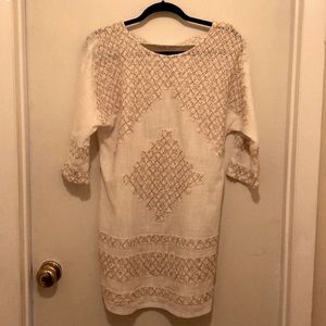 Free People Women's White Sheer Dress With Embroidery (Small)